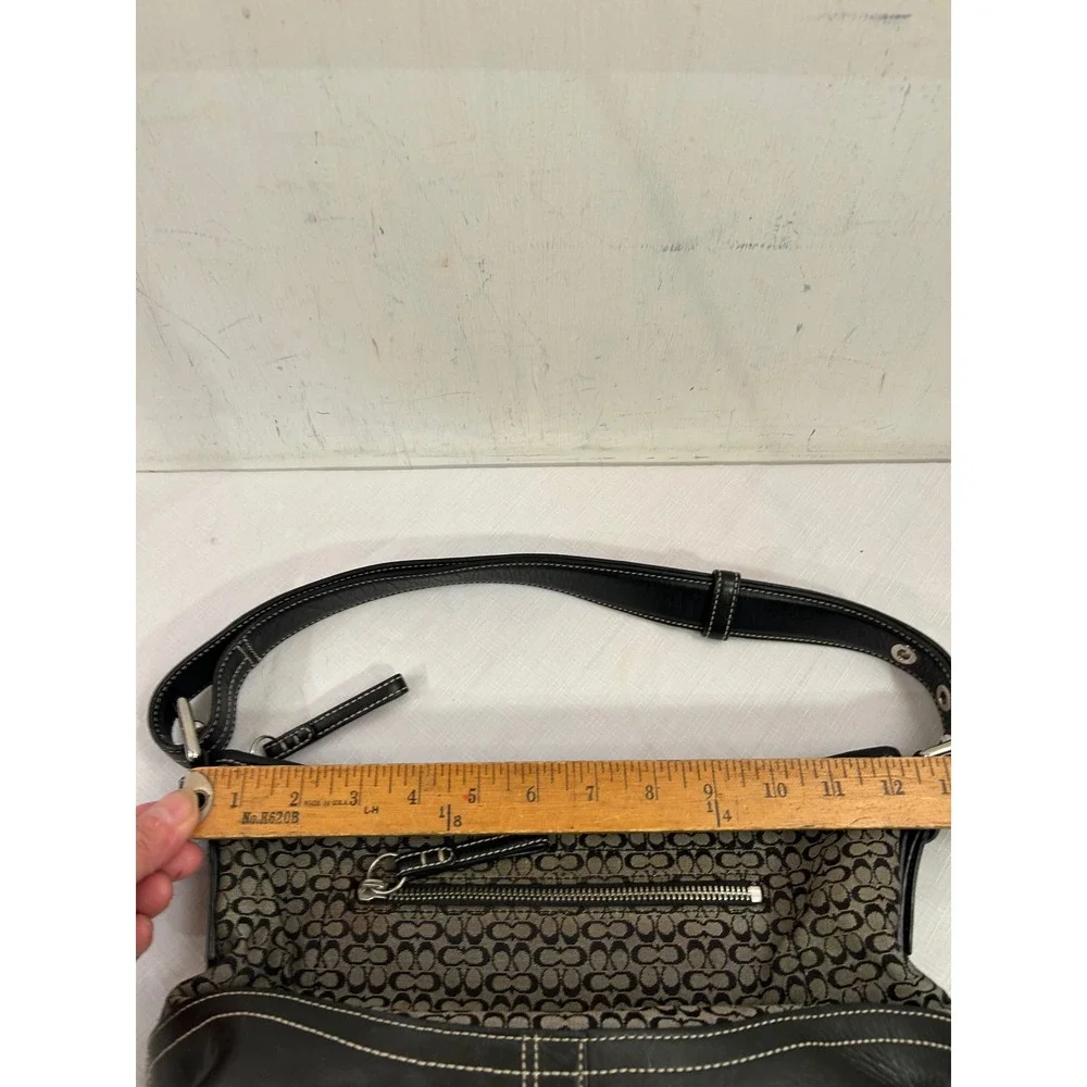 Coach Shoulder Bag Small Y2K Black Signature Jacquard Leather F10945 Women